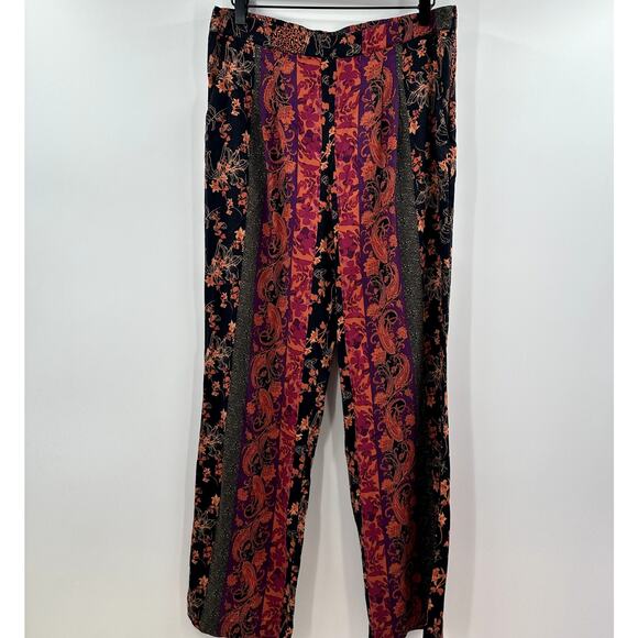 Soft Surrounding Floral Patchwork Boho Wide Leg High Waist Pant Size Medium - Picture 1 of 9